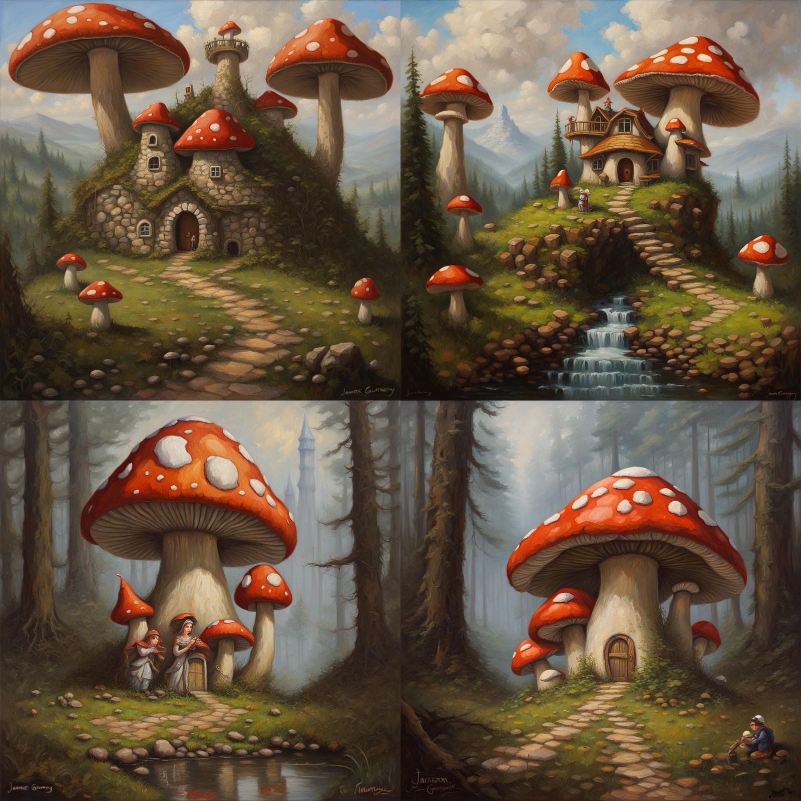 Fantastical Mushroom Kingdom Painting by James Gurney
