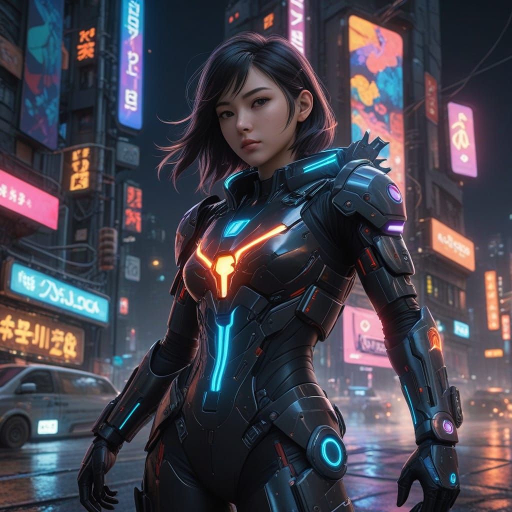 Girl in Futuristic Armor Holds Nintendo Switch in Epic Sci-F...