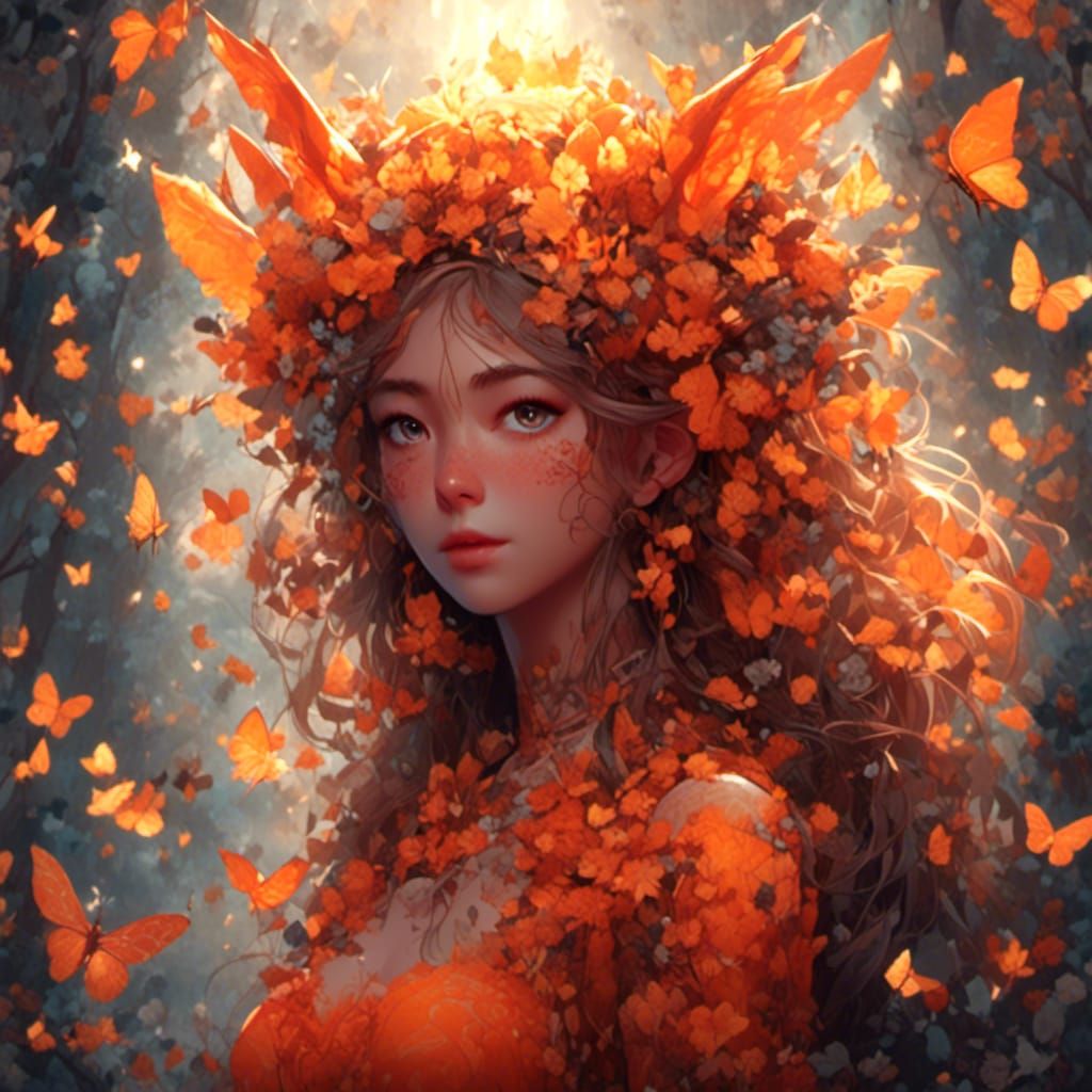 Cartoon Autumn Creature in Magical Forest