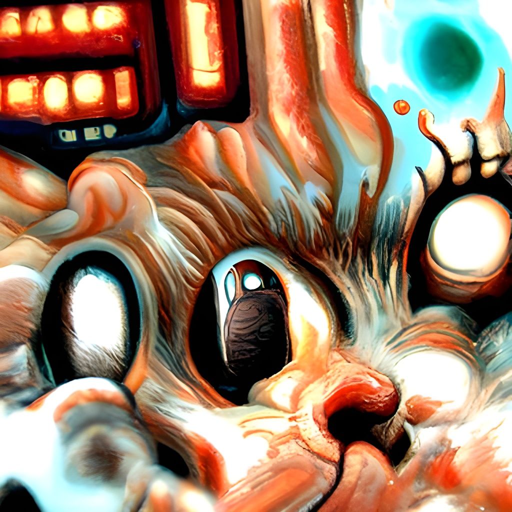 Fluffy Cat Portrait in Detailed Graphic Style