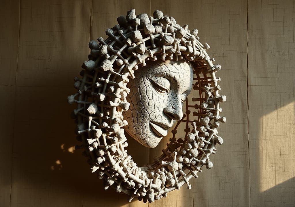 Interconnected Figures Expressing Yearning in Digital Art