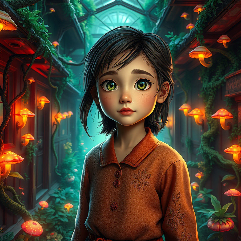 Magical Schoolgirl in Fantasy Dreamscape