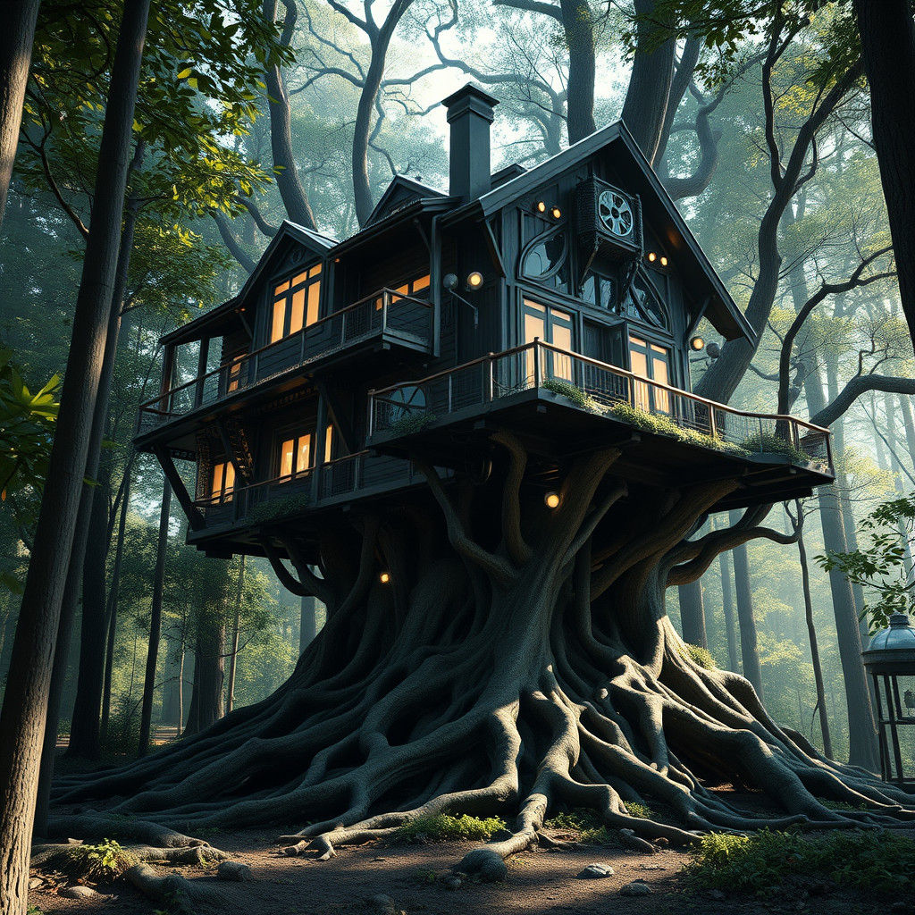 Majestic High-Tech Treehouse Rises from Forest Floor