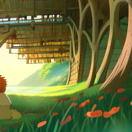 Cute Snake with Halo in Studio Ghibli Style