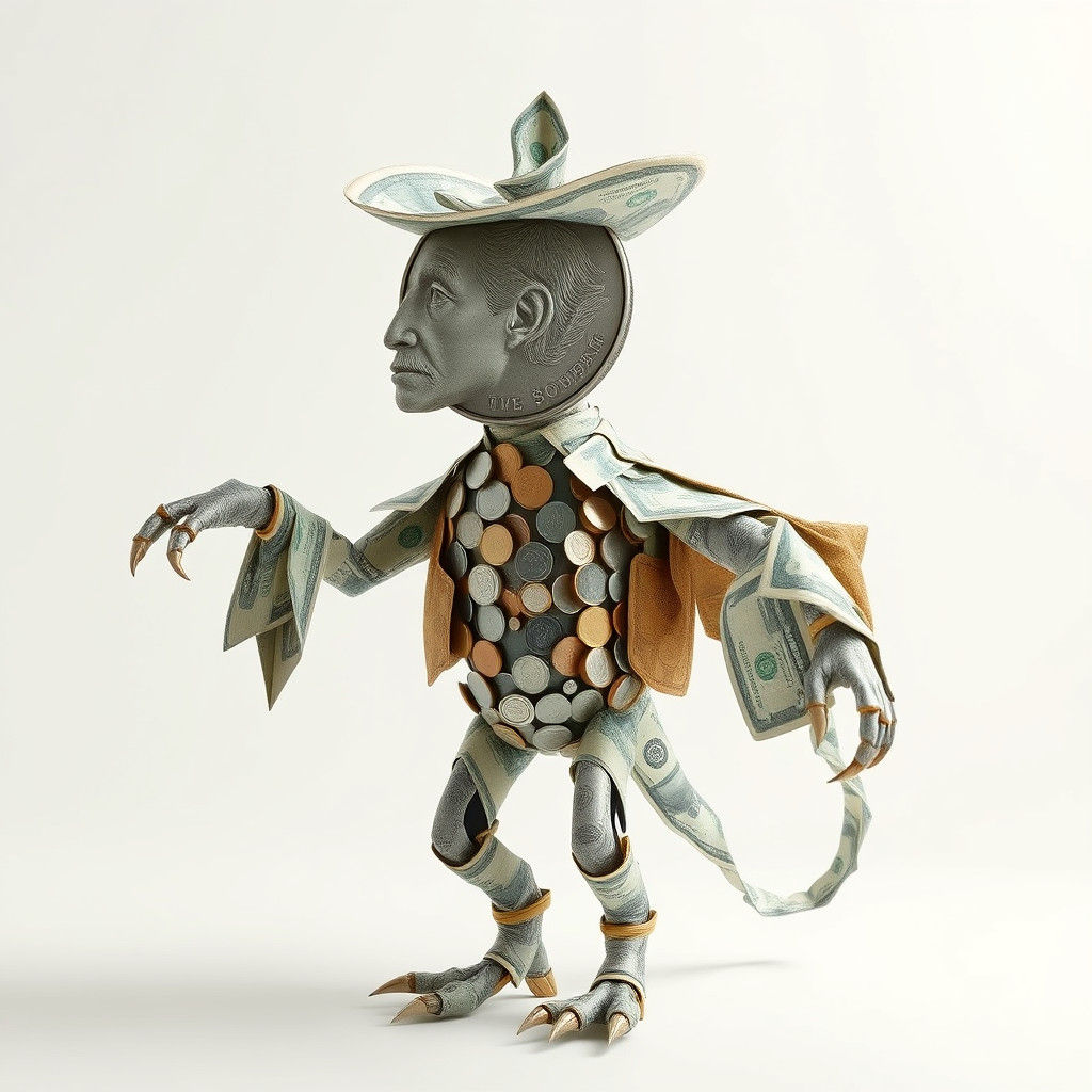 Majestic Money Creature in Surrealist Style
