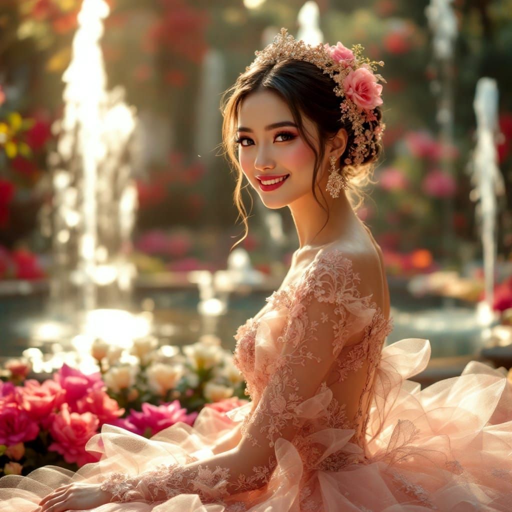 Stunning Indonesian Bride in Vibrant Floral Garden