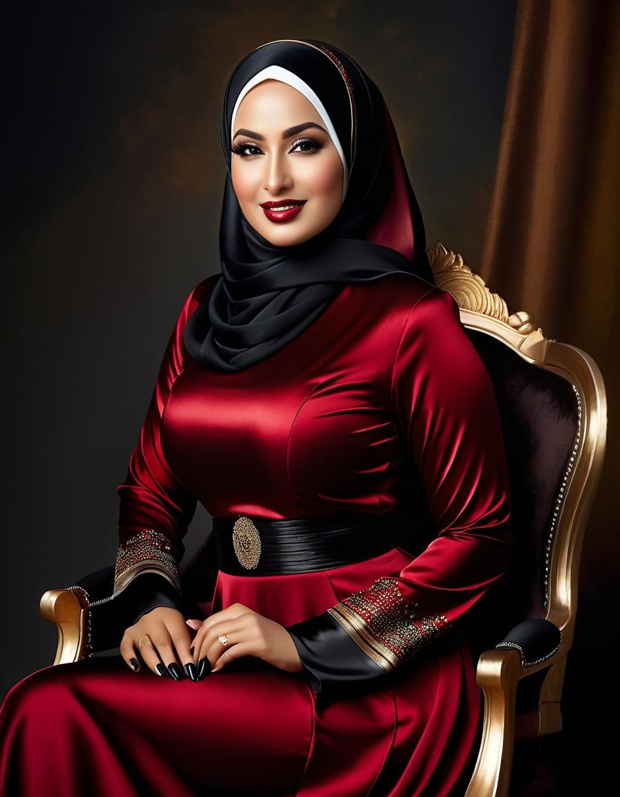 Elegant Portrait of a Hijabi Woman in Oil Painting Style