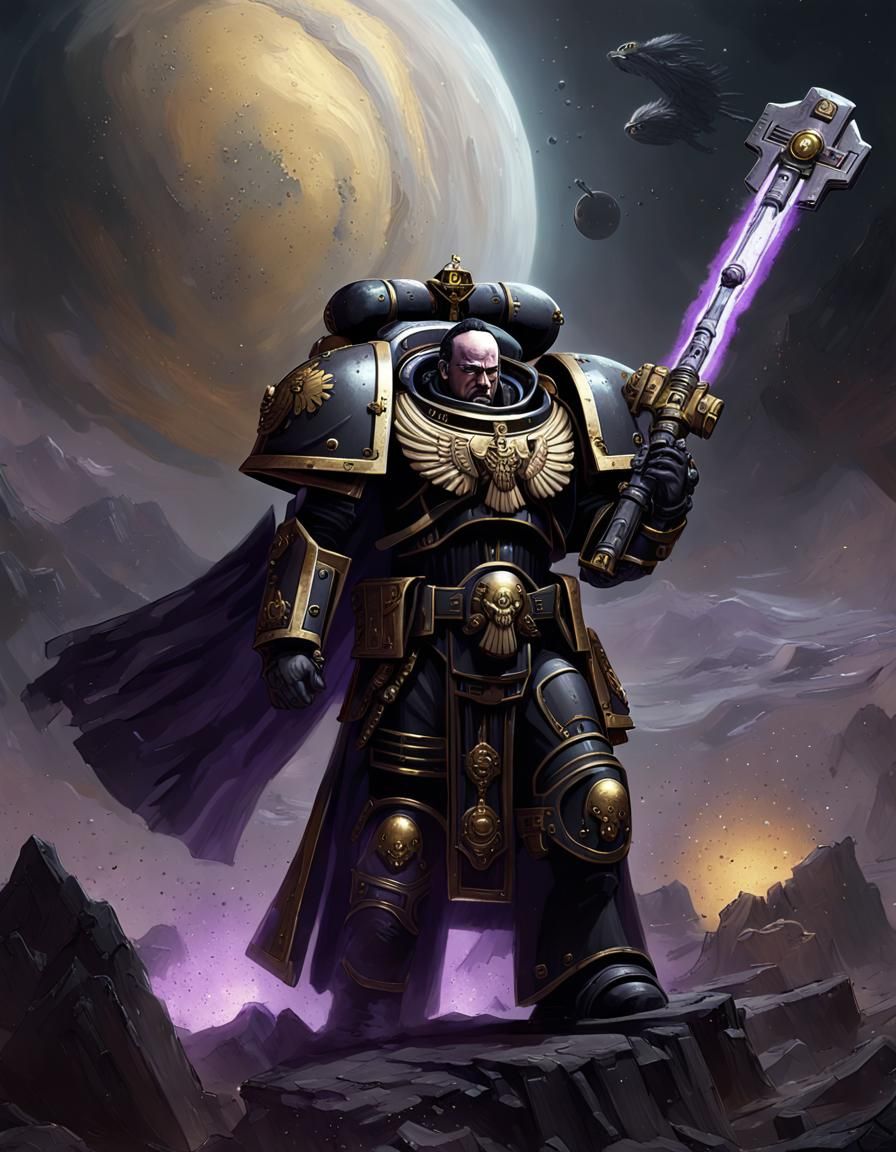 Space Marine Chaplain on Crusade in Deep Space