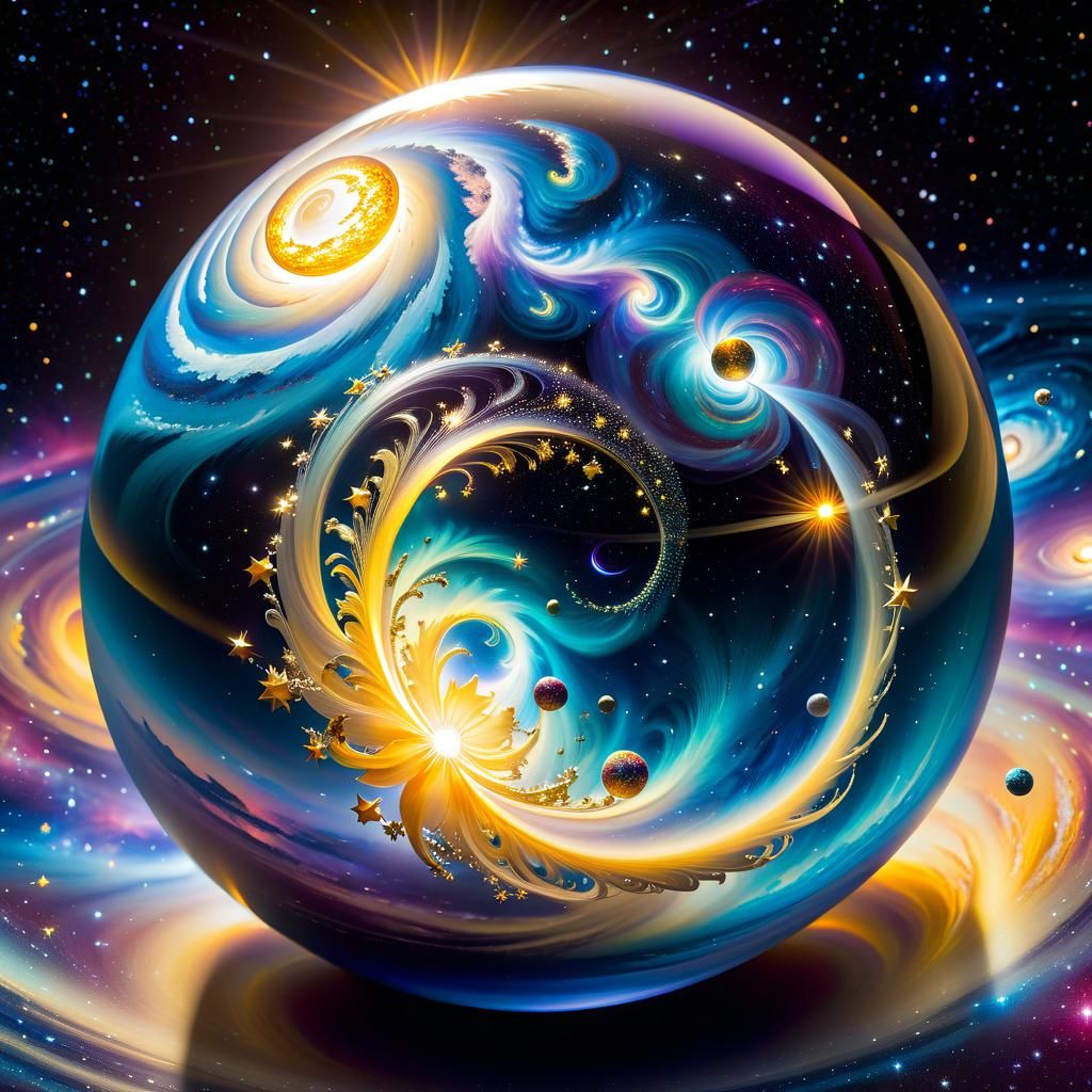 Miniature Universe Orb in Van Gogh Style