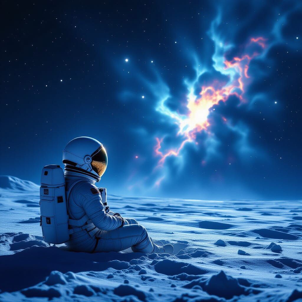Astronaut Adrift in Exploding Nebula, Cosmic Isolation