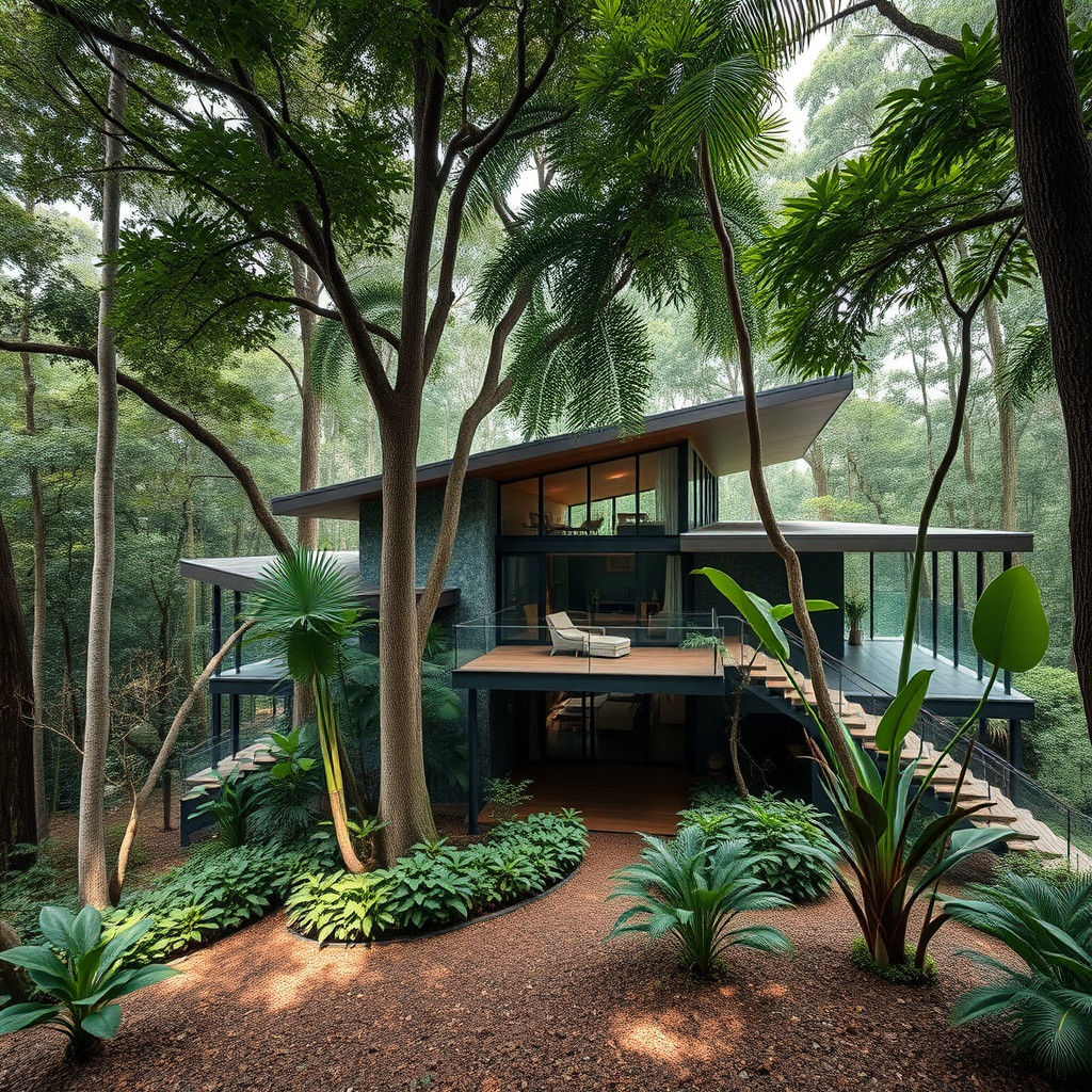 Tropical Modern House in Forest Setting