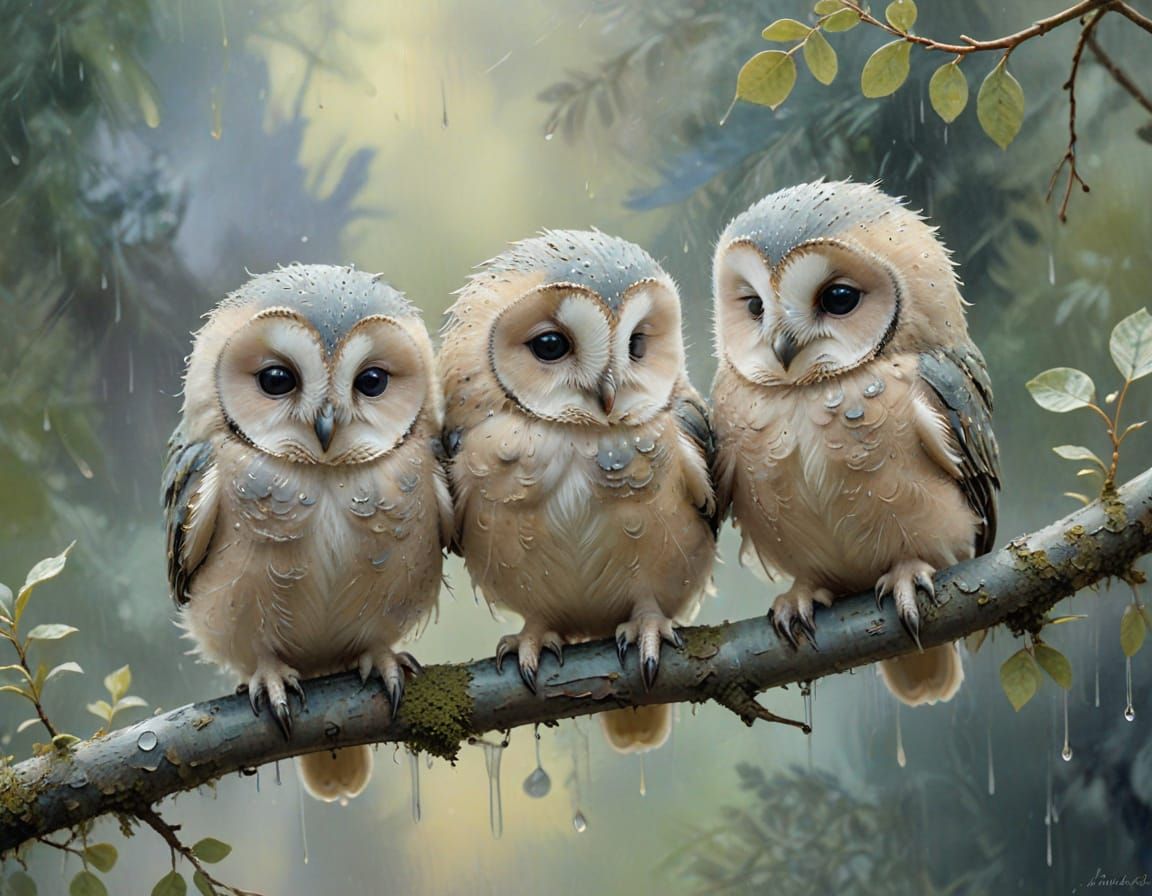 Owlets Weather Spring Rain in Pastel Hues