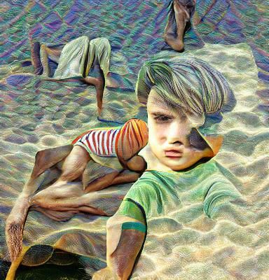 Beach Scene with Young Boy