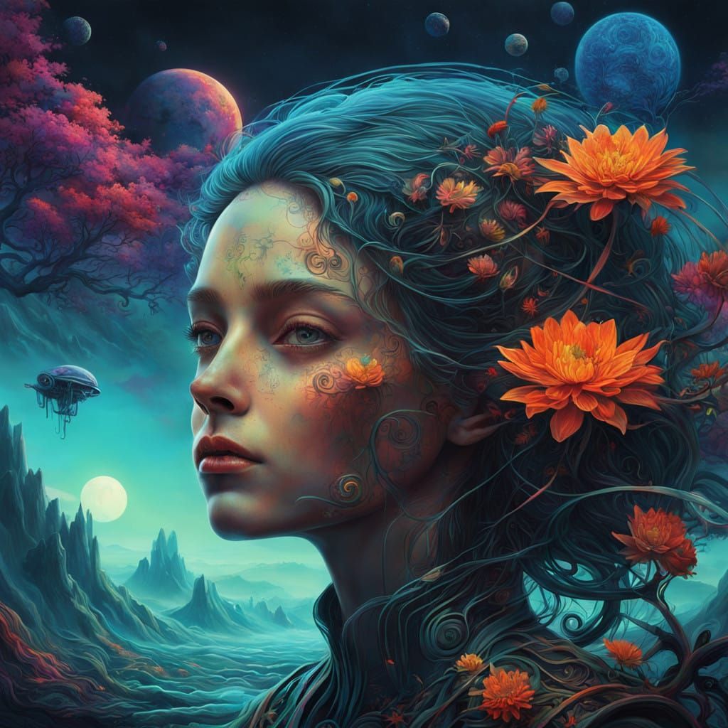 Surreal Extraterrestrial Goddess Blooms in Psychedelic Beaut...