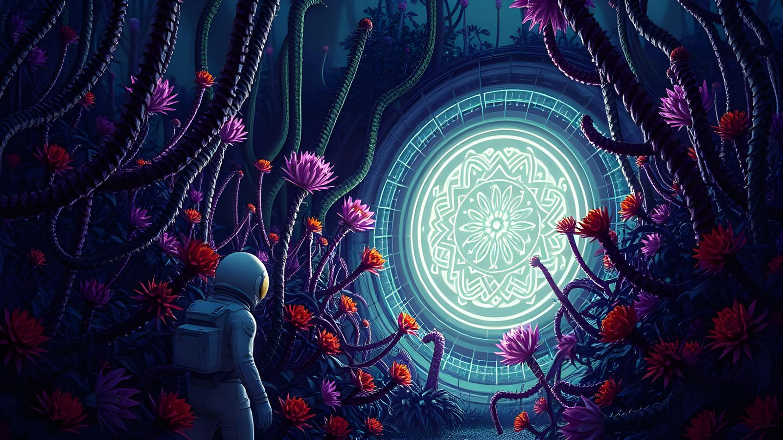 Astronauts Discover Glowing Alien Artifact in Lush, Biolumin...