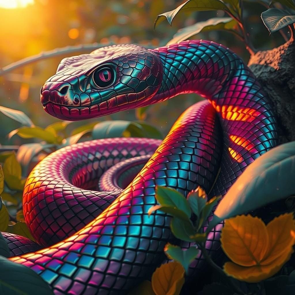Iridescent Jungle Viper in Opalescent Light