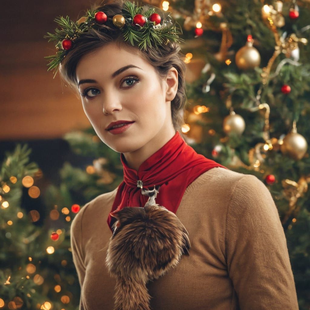 Joyful Christmas Creatures Gather on a Winter Wonderland Day