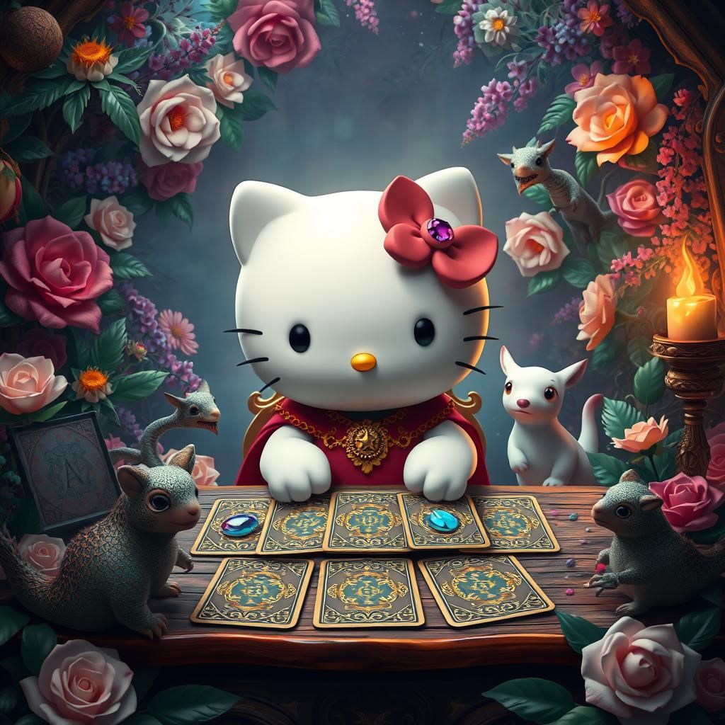 Hello Kitty Mystical Tarot Reading, Fantasy Art