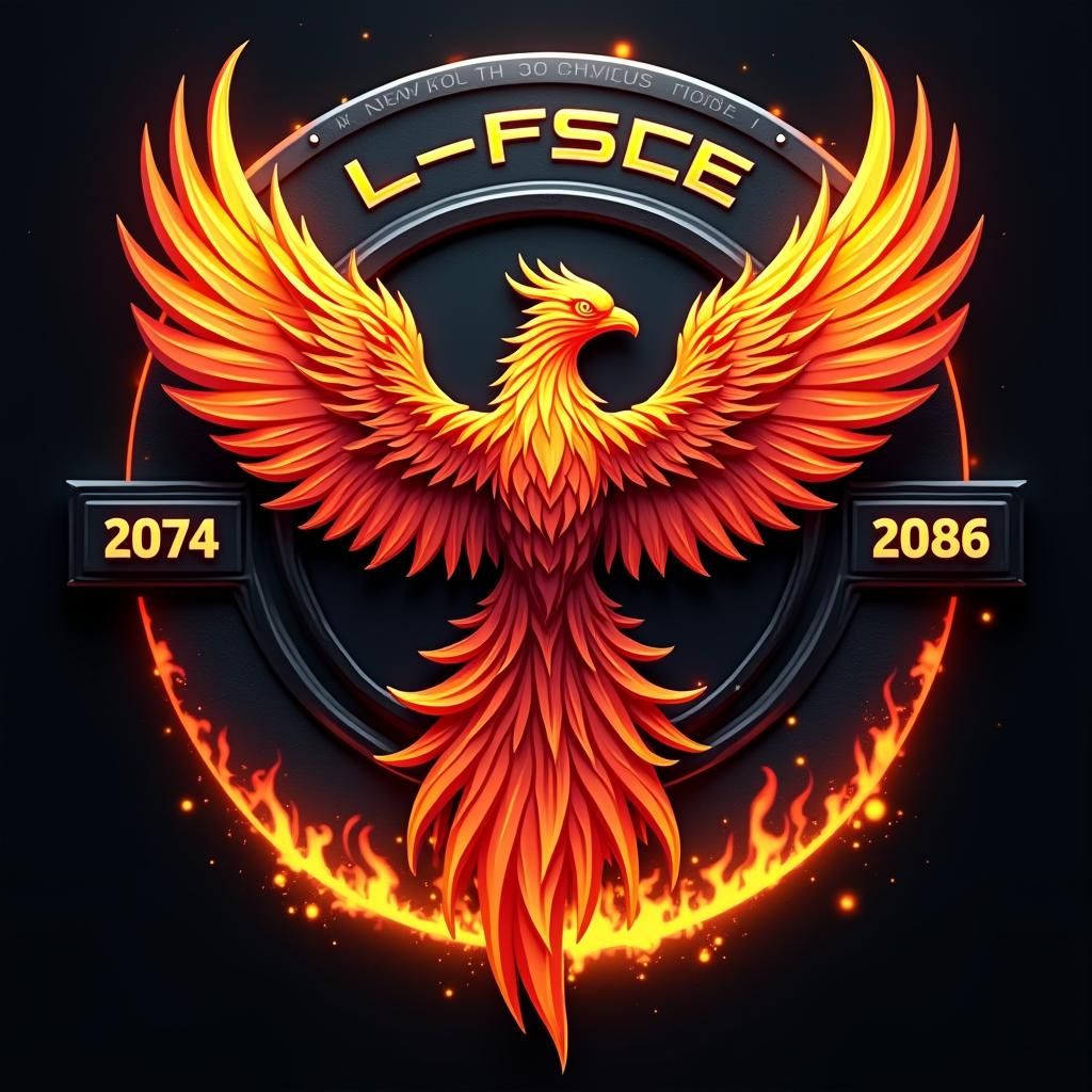 Phoenix Rising in Futuristic Emblem: Modern Vector Art