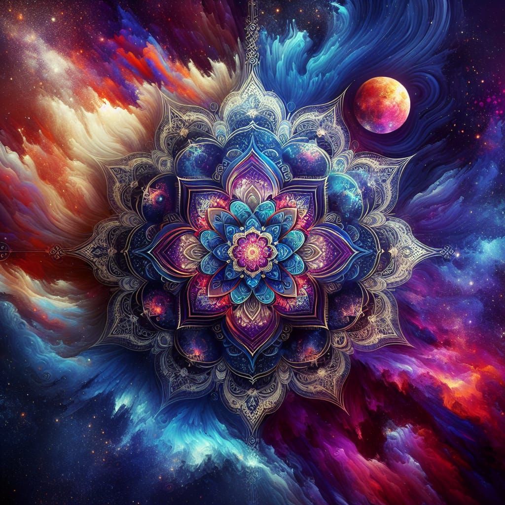Astrophysical Mandala in Deep Blue and Purple
