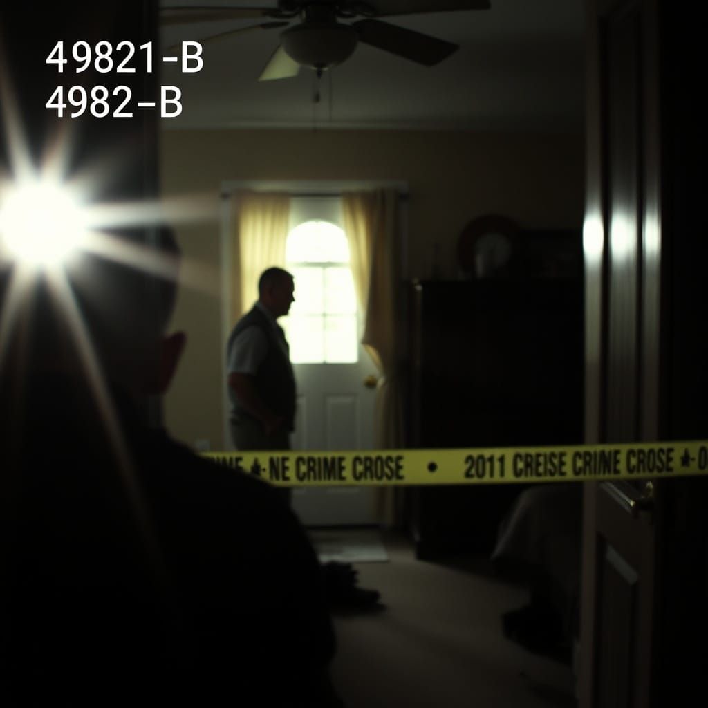 Mysterious Film Noir Crime Scene in a Suburban Home