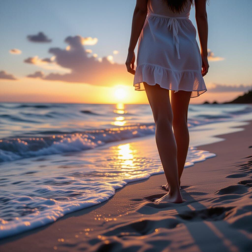 Barefoot Beach at Night: A Warm Summer Scene