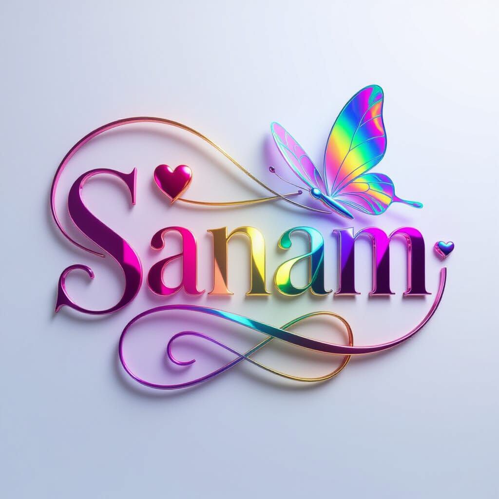 Elegant 3D Logo with Iridescent Butterfly