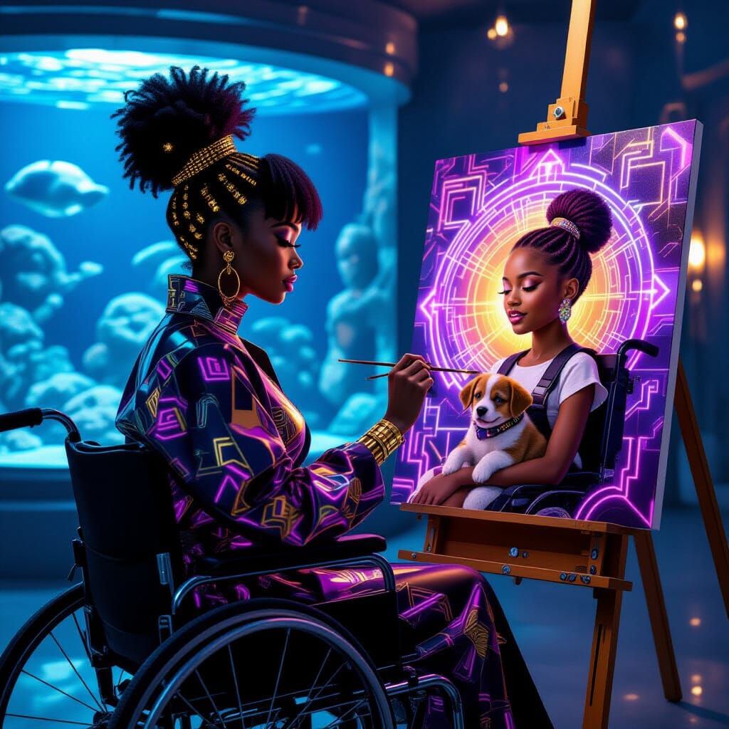 Afrofuturistic Painter Creates Luminous Portrait in Opulent ...