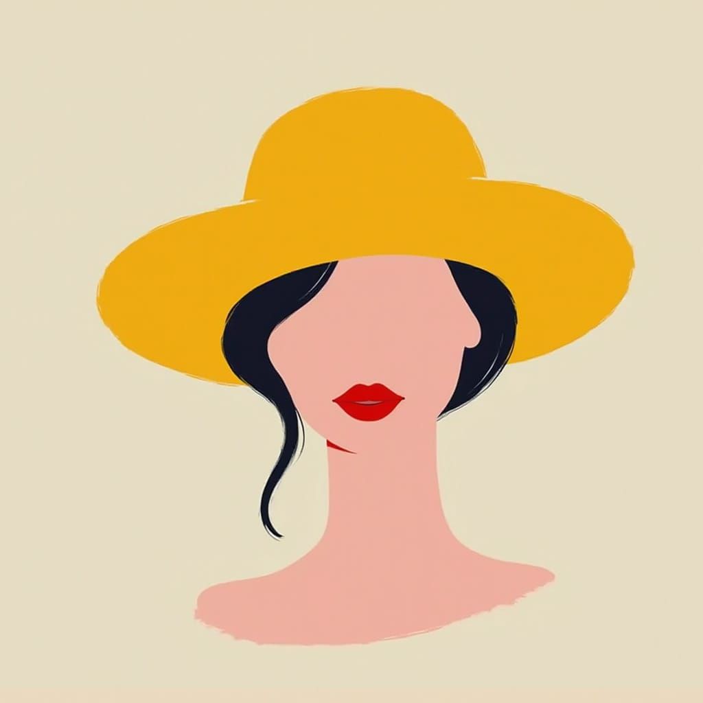 Simple Brushstroke Portrait in Yellow and Pink