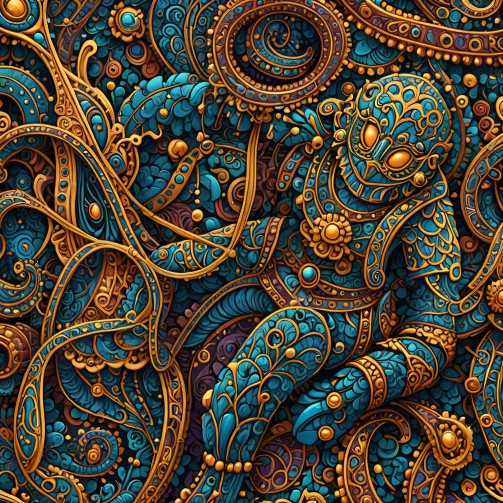 Detailed Paisley Pattern in Fantasy Concept Art