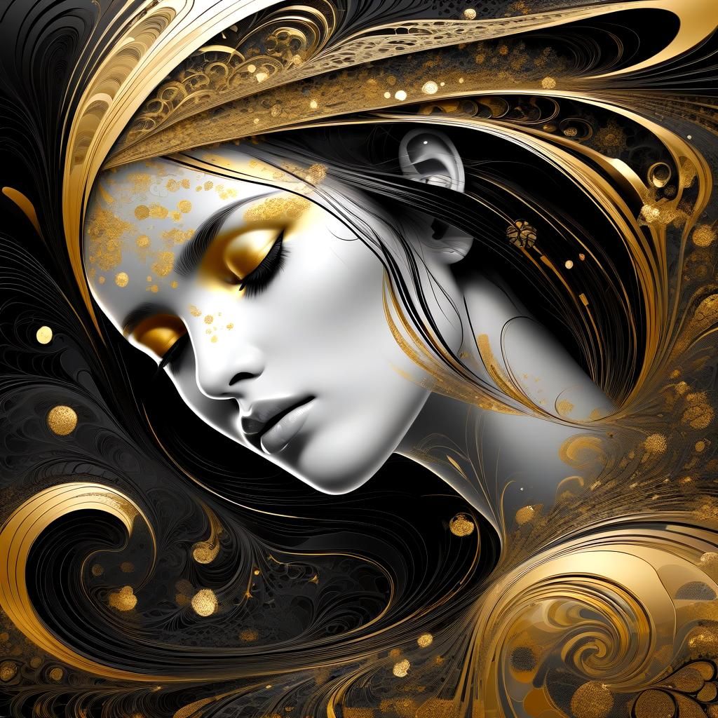 Dreamscape: Sleeping Woman in Black and Gold