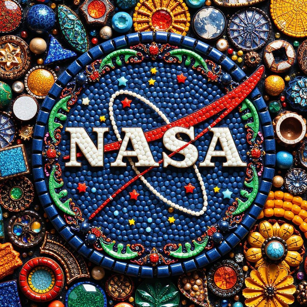 Beaded NASA Logo in Art Nouveau Style