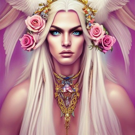 Androgynous God Portrait in Pastel Colors