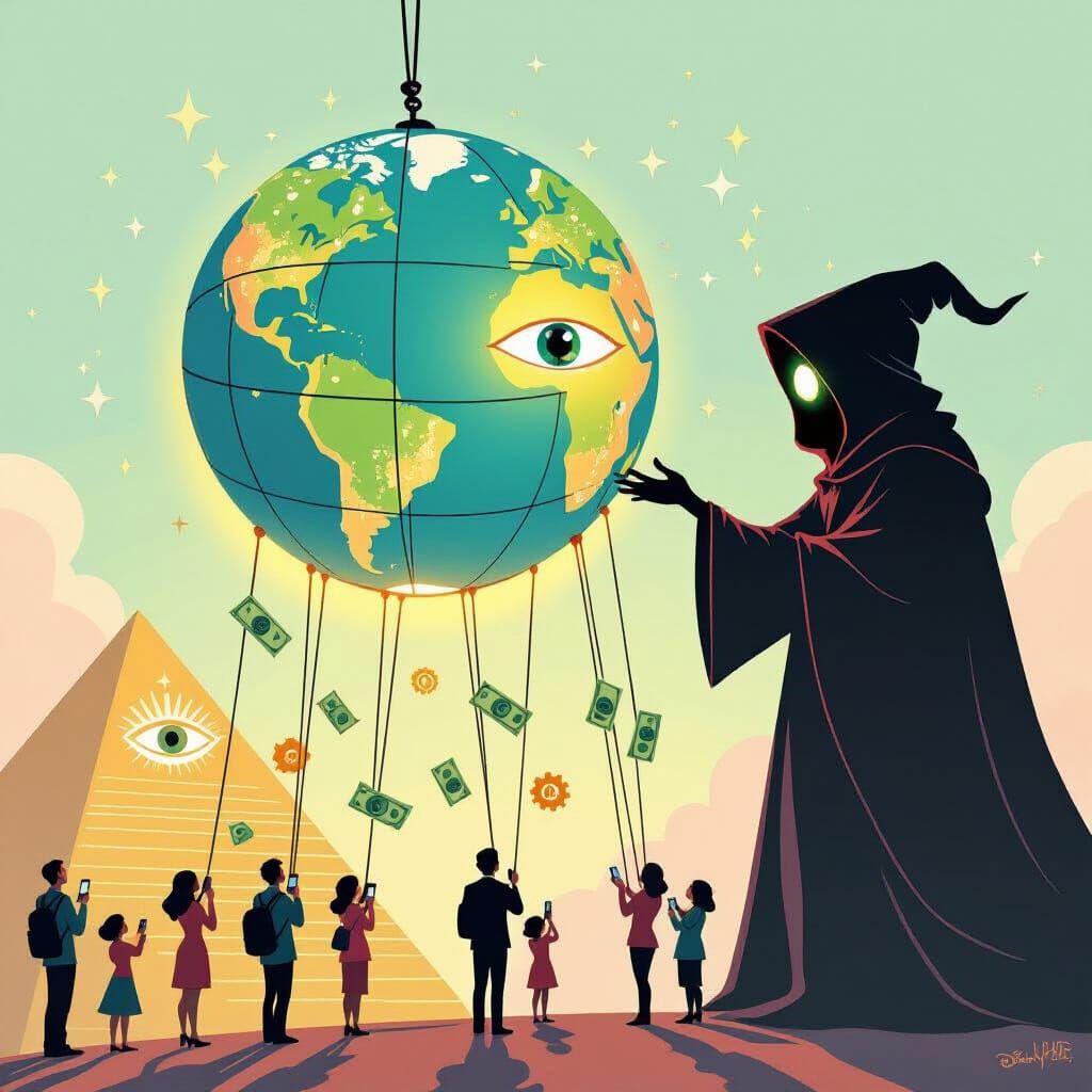 World as Puppet Globe in Disney Cartoon Style