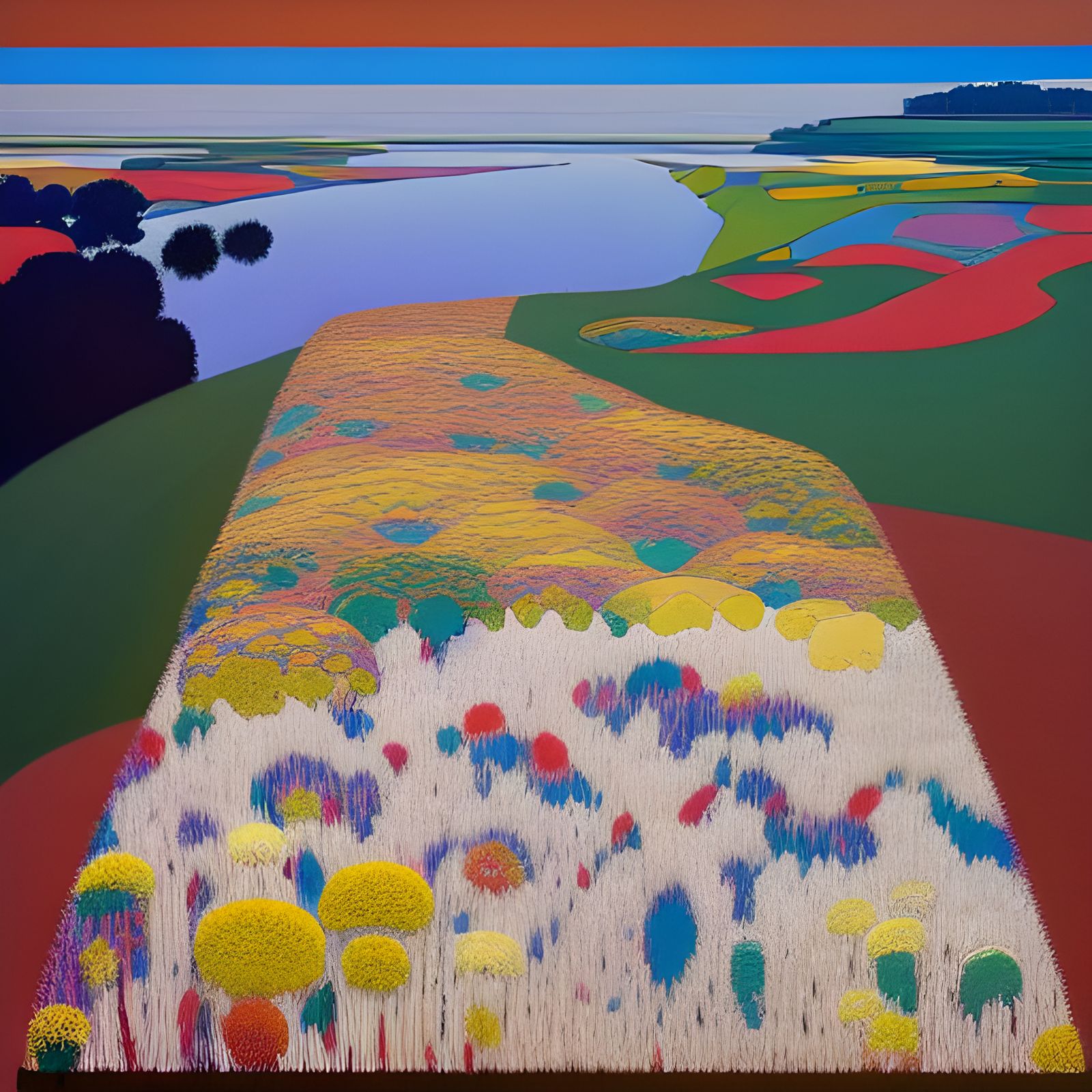 Colorful Coastal Plains Landscape with Magical Garden