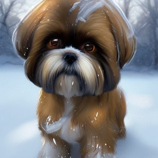 Shih Tzu In Snow