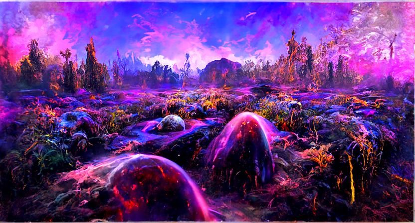 Astral Alien World with Unnatural Flora