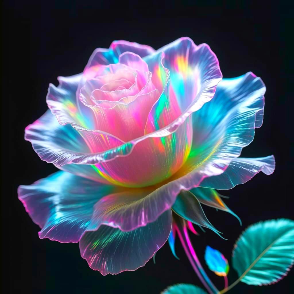 Ethereal Transparent Rose with Iridescent Hues
