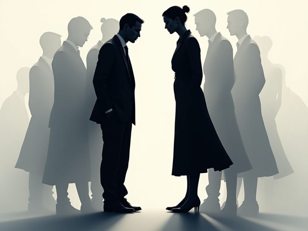 Couple's Silent Argument in Geometric Shadows