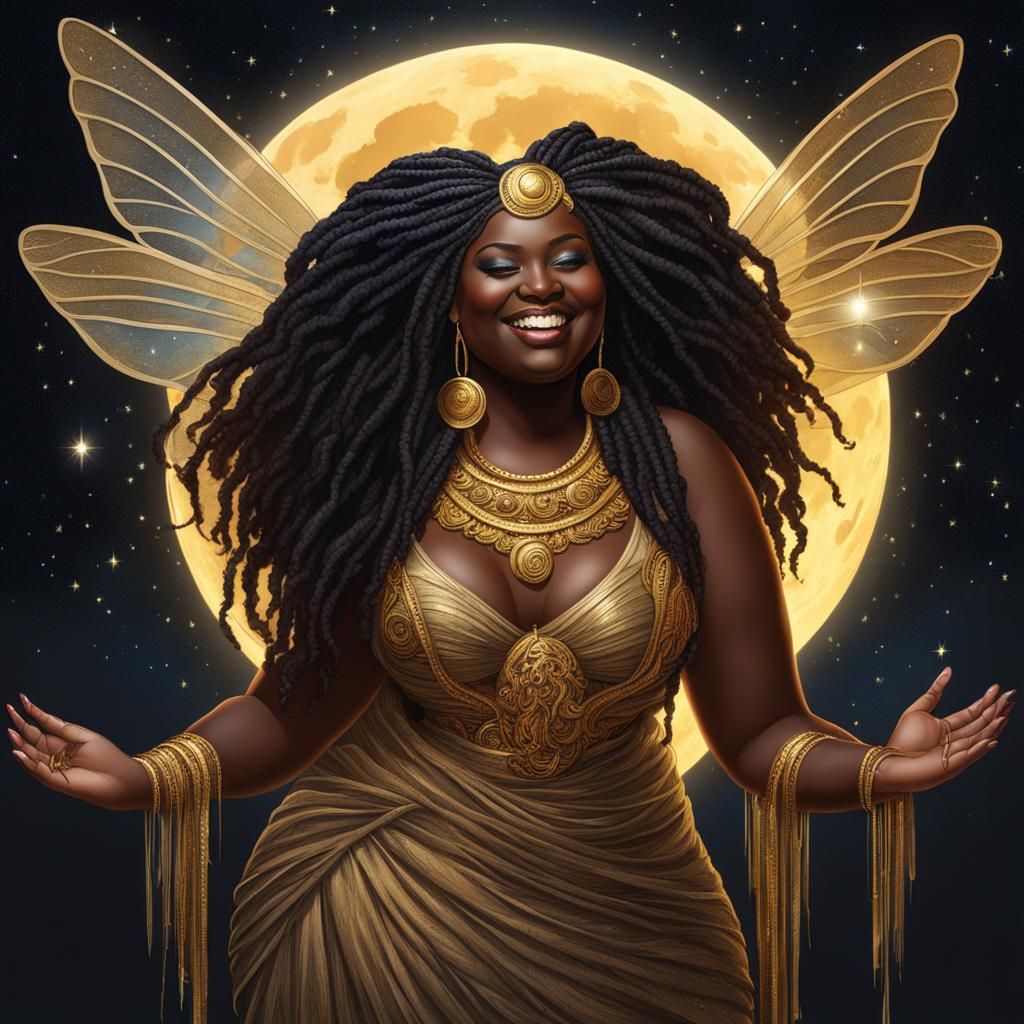 Magical African Goddess with Fairy Wings