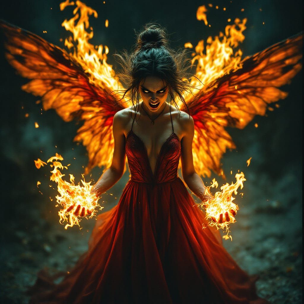 Fierce Fiery Fairy of Wrath in Cinematic Style