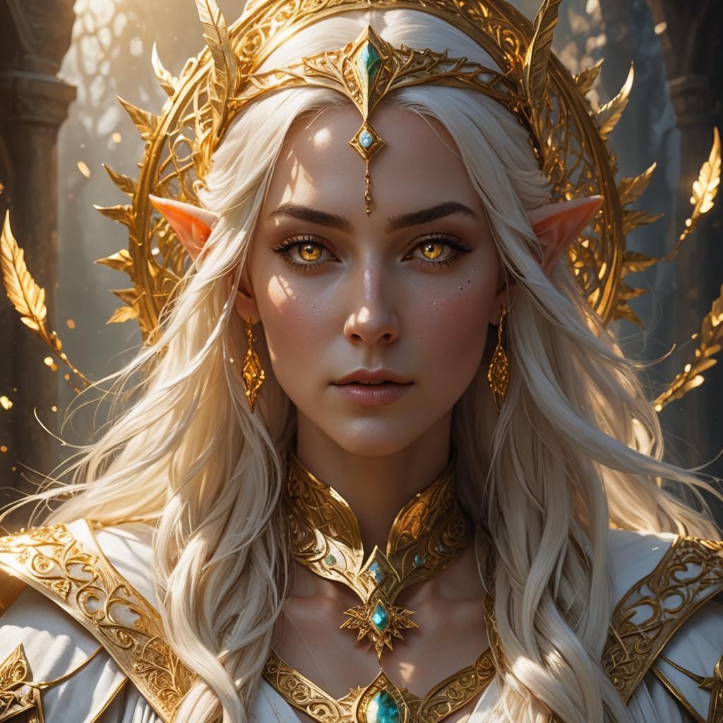 High Elf Priestess Casting Sunlight Magic