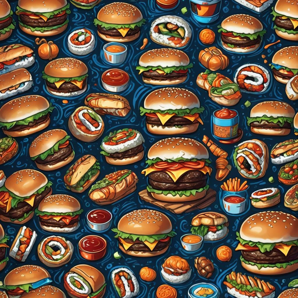 Burger vs Sushi Roll Epic Fantasy Battle