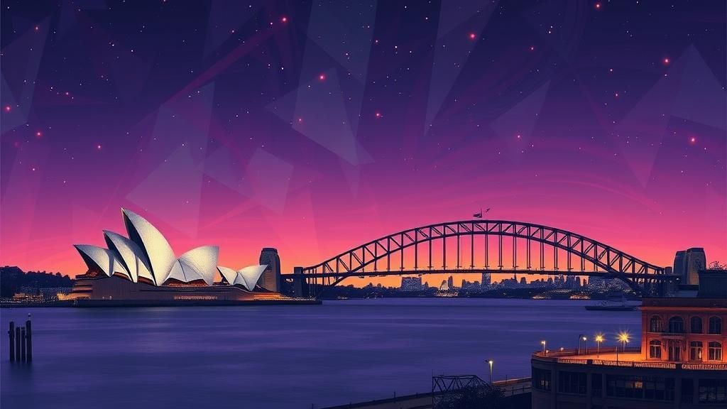 Sydney Skyline at Dusk in Cubist Style