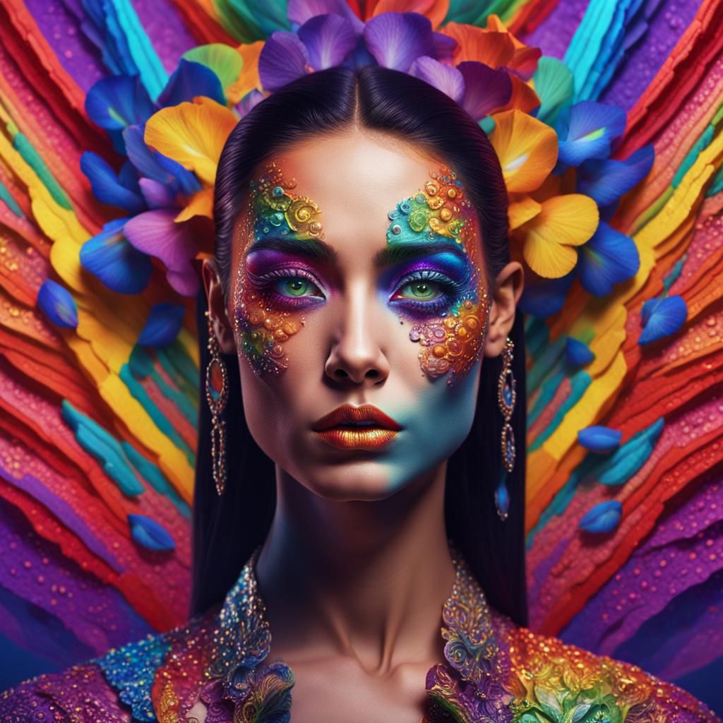 Rainbow Eyes: A Hyperrealistic Fashion Photography Concept