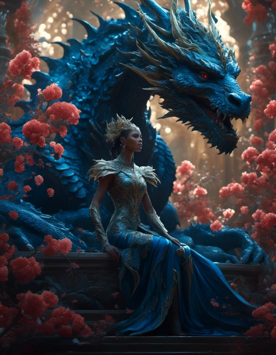 Fairy and Dragon in Dark Fantasy Style