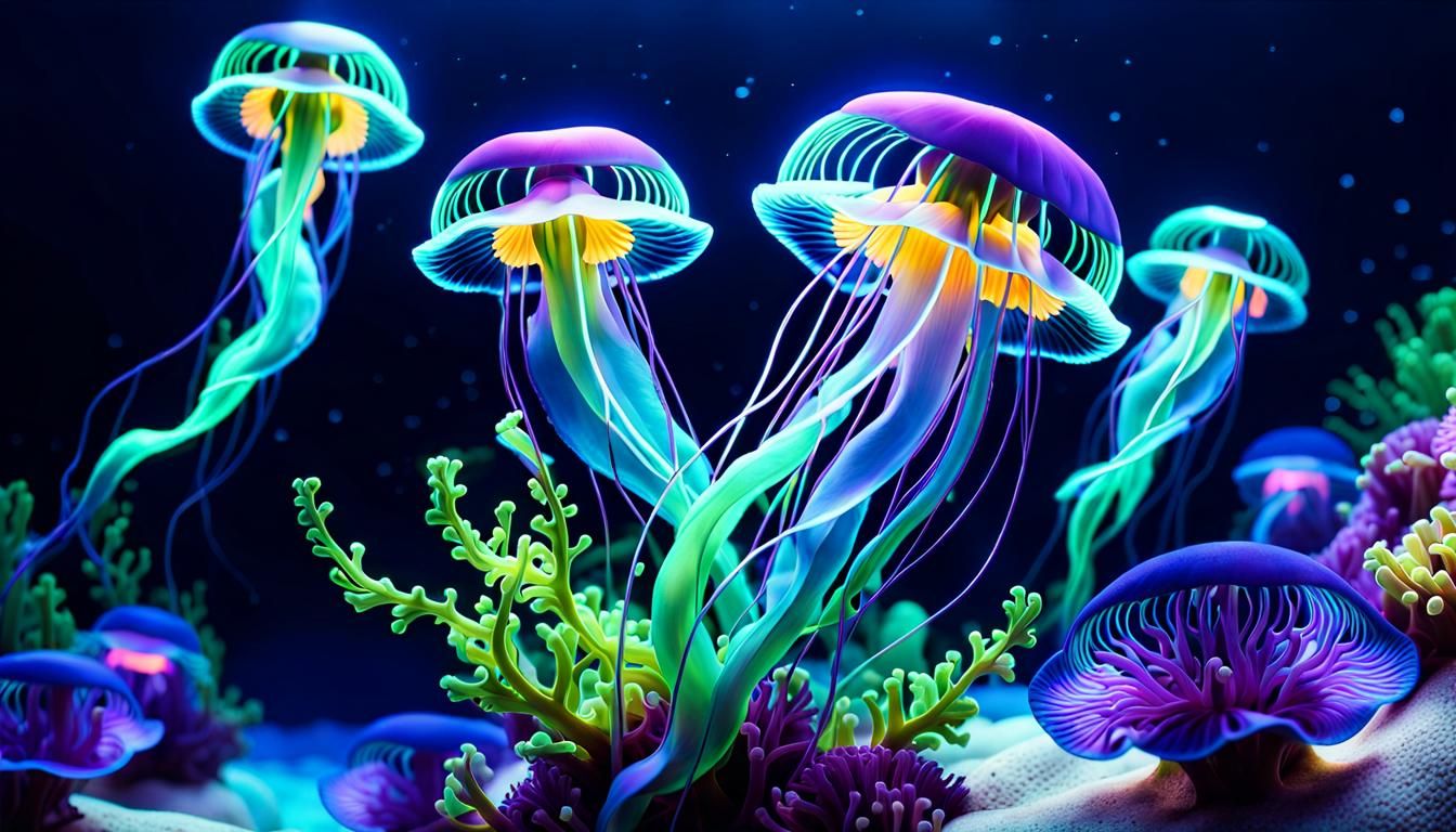 Bioluminescent Fish in Dark Ocean Depths