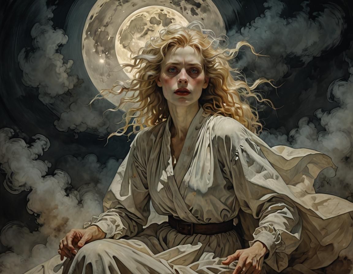 Ethereal Blonde Woman: A Spectral Matte Painting