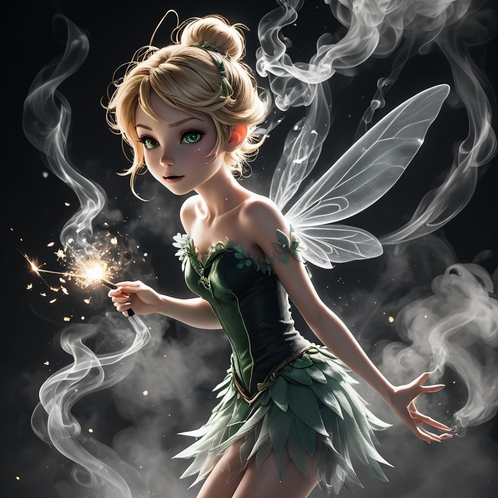 Smoke Fairy Arising from Burning Match, Anime Art