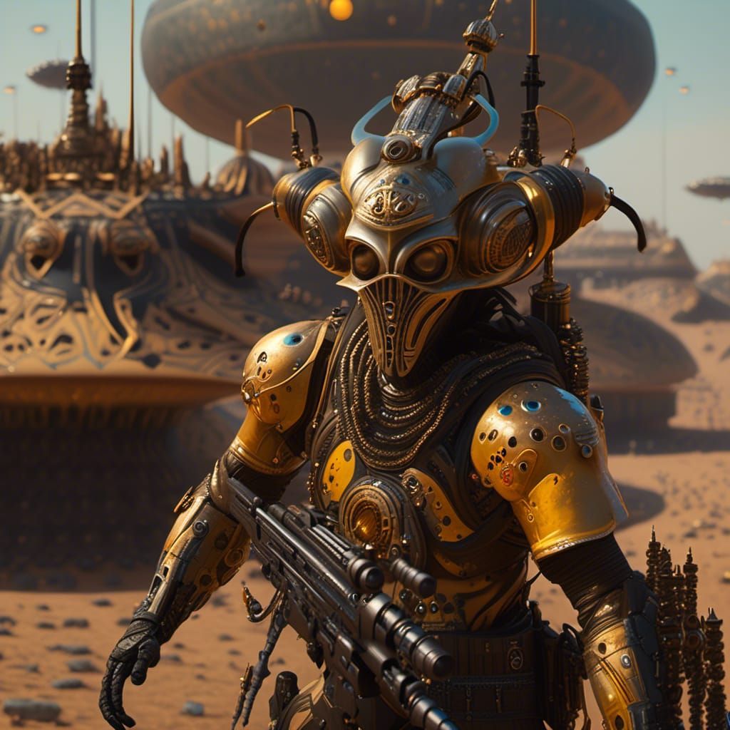 Abstract Alien Portraits in Bizarre Scene